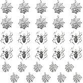 Honbay 30PCS Alloy Spider and Web Charms Pendant Antique Silver Halloween Theme Pendants for DIY Earring Necklace Bracelet Jewelry Crafting Making (3 Style)