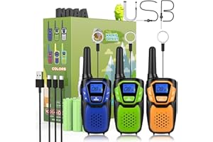 Topsung Walkie-Talkies for Kids Rechargeable Walkie Talkie for Adults Long Range FRS 2 Way Radio 3 Pack with Lanyard Battery NOAA USB, Family Toys for 3-12 Year Old Girls Boys Toddlers Camping