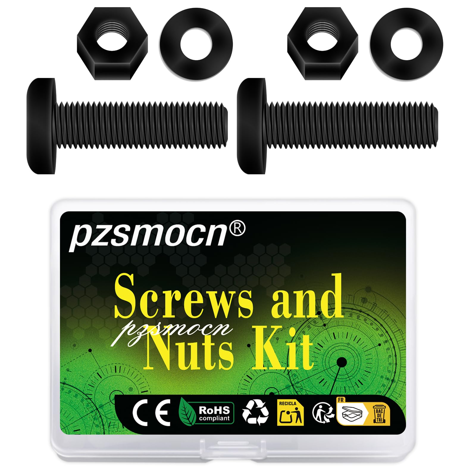 Pzsmocn 150 Pieces/50 Sets M6*30 mm Plastic Black Nylon Cross Round Head Screw Hexagonal Nut Combination Kit, with Insulating Washers, Standard Size, For DIY and Electronic Assembly. — image 1