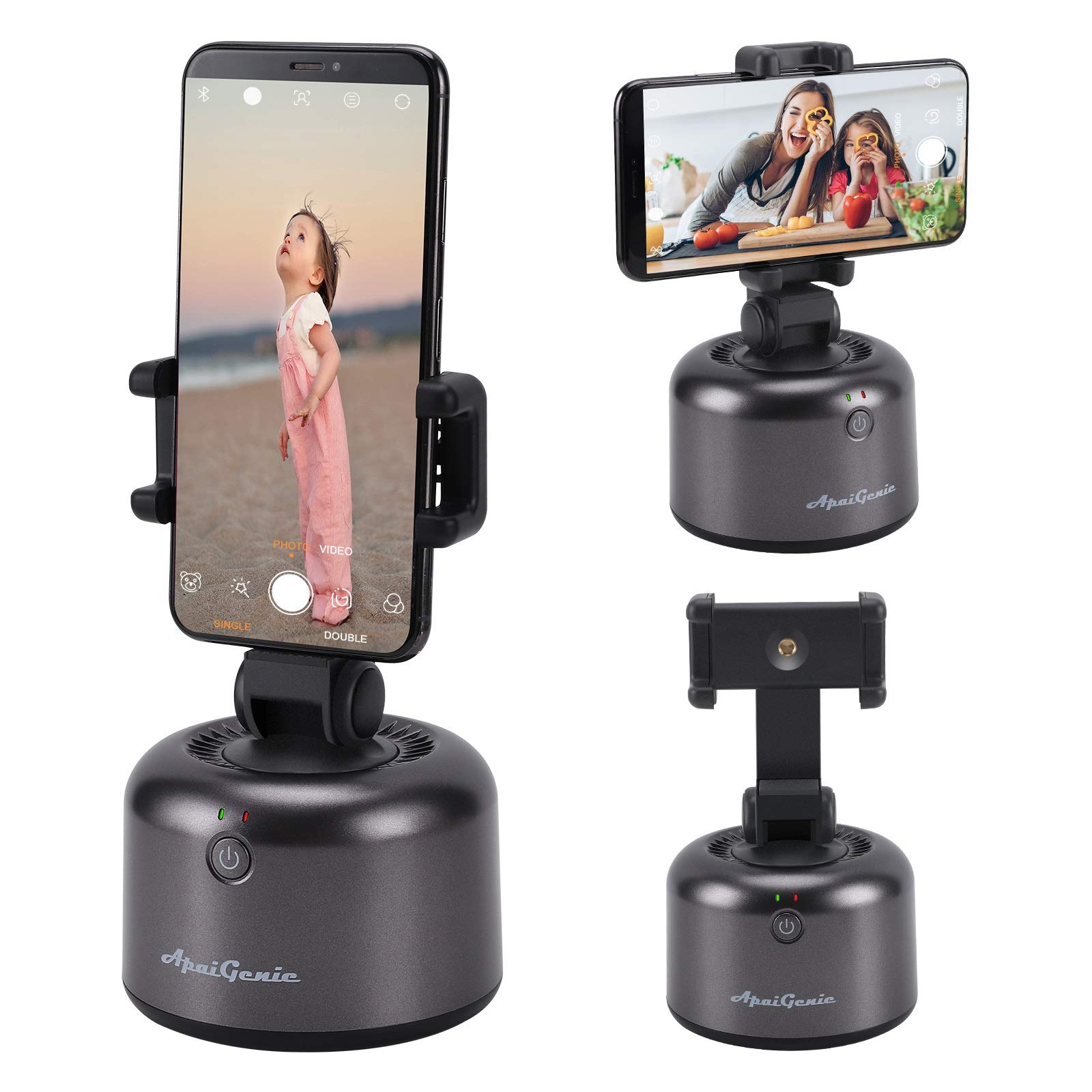 VINMEN Selfie Stick 360°Rotation Smart AI Gimbal Robot Cameraman Auto Face Object Tracking Holder Live Streaming Broadcast AI-Composition Pivo Camera Mount Tripod for iPhone Android Phone Black