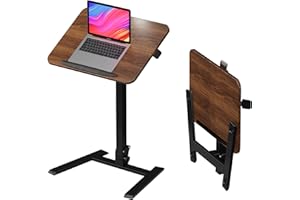 alawooder Mobile Folding Desk 25 Inch - No Assembly Sit-Stand Desk,Height Adjustable Rolling Laptop Desk, Space-Saving Portable Desk with Wheels for Home Office Craft & Study, Brown
