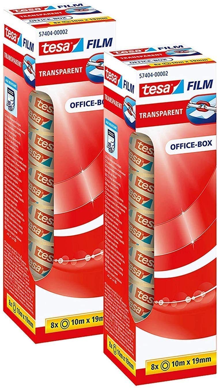 tesa Transparent, office box 10 m x 19 mm (2 x 8 rolls)