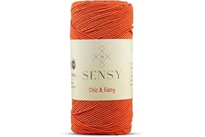 S SENSY Sensy Premium Chic & Easy 1.5mm 218 Yards 50% Cotton 50% Polyester Rope Crochet Bag Cord Crochet Thread (Orange)
