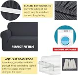 SAMSTEX 3 Seater Stretch Sofa Cover Grey Soft Non-Slip Machine Washable view 5
