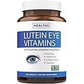 Lutein Eye Vitamins (Non-GMO) Vision Support Supplement for Tired and Dry Eyes - Maintain Vision Health with Zinc & Powerful Bilberry, Milk Thistle, Grape Seed, and Turmeric Extracts - 60 Capsules
