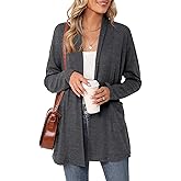 Micoson Women's Long Sleeve Open Front Cardigan Casual Loose Lightweight Cardigans with Pockets