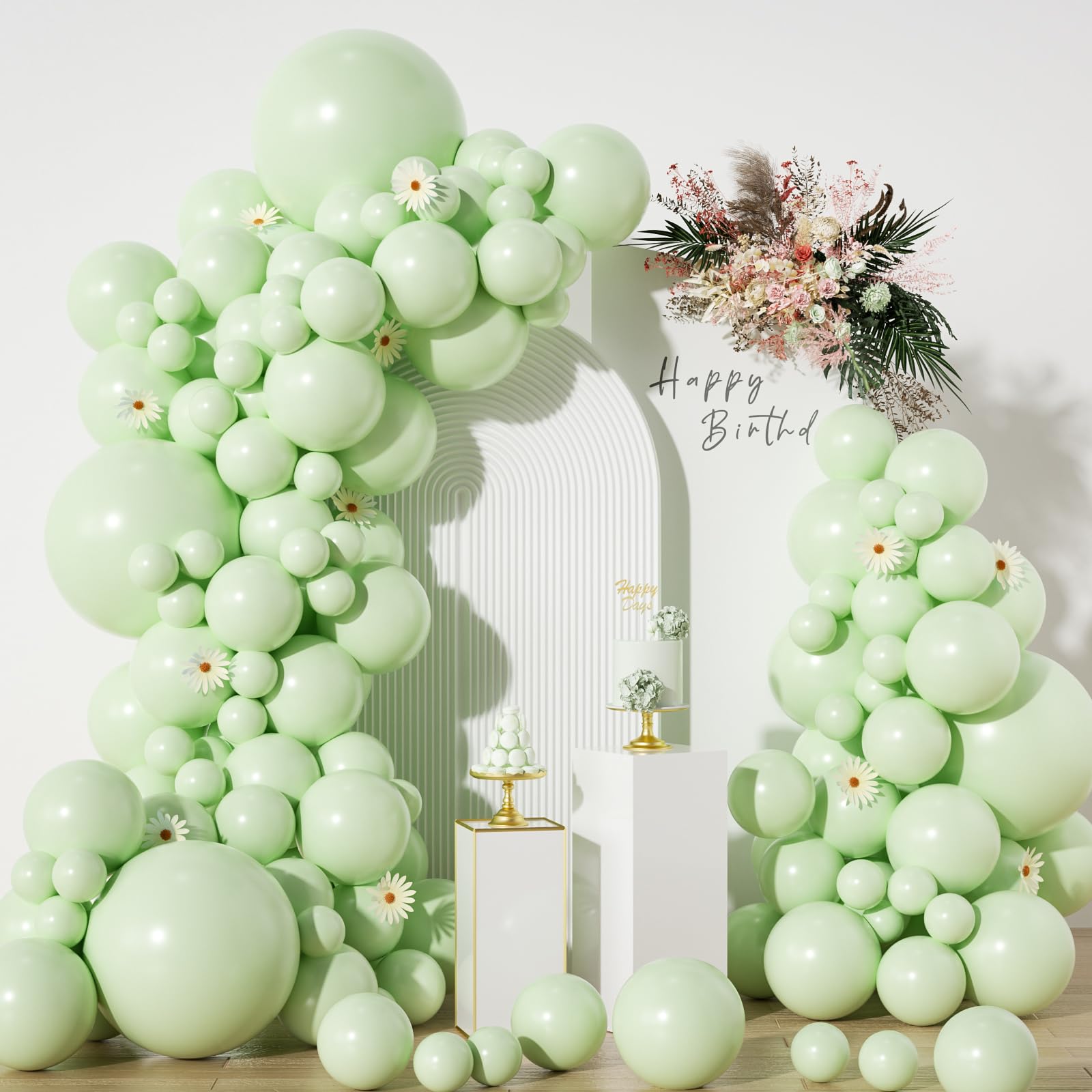 Photo 1 of Pastel Green Balloons in different sizes 5 10 12 18inch-134pcs Pastel Green Balloons for Garland Arch?Baby Shower Graduation Wedding Anniversary Gender Reveal Birthday Party Decorations