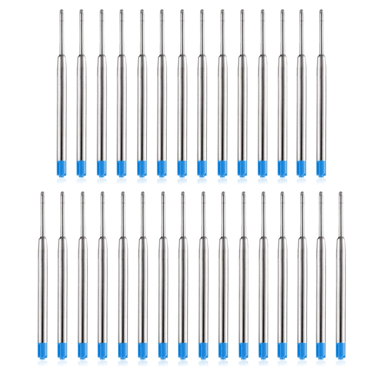 DOETYD 30 PCS Metal Cartridge Set Include Blue Ink Pen Refills Ballpoint Refill for Replacement of Ballpoint Refills Suitable for Parker Ballpoint Pens