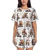 YUGUSNCH Pajamas Set For Women Short Sleeve T-Shirts Shorts Jumpsuit Sleepwear Nightwear Home Summer Pajamas Suit