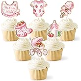 36Pcs A Berry Sweet Baby Is On The Way Cupcake Toppers Strawberry Baby Shower Decorations Supplies for Boys Girls