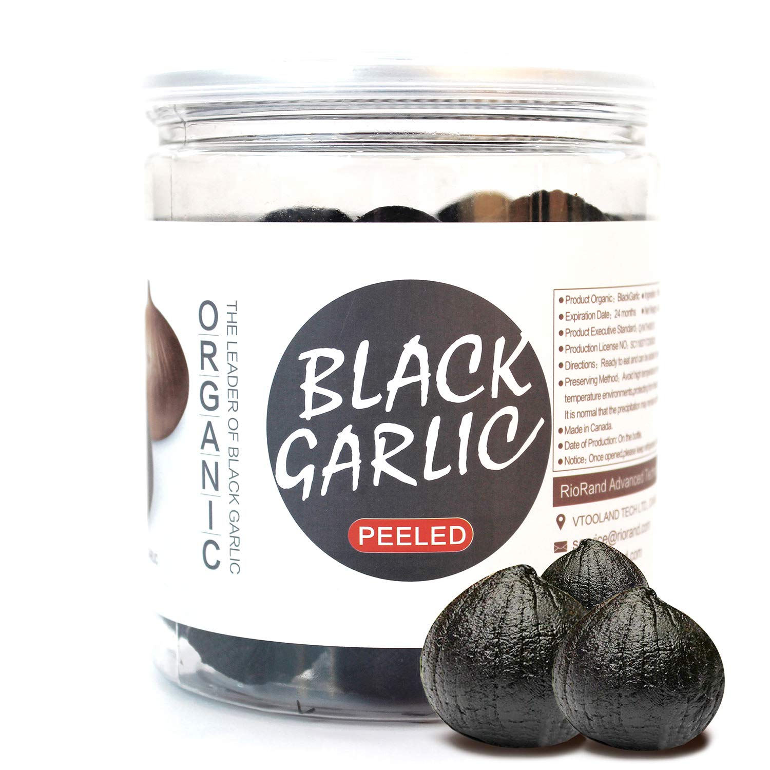 RioRand Organic Black Garlic 454g Whole Peeled Black Garlic Aged for