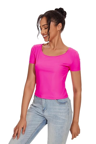 WOMENS T SHIRTS CREW NECK SHORT SLEEVE SHIRTS FOR WOMEN TOPS 2024 CASUAL SLIM FIT FASHION BASIC TEE T SHIRTS(BLUSH,M)