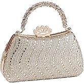 Dreubea Womens Shiny Tote Evening Bag Fashion Rhinestone Decrated Handbag
