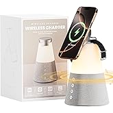 Bluetooth Speaker with Light, 4 in 1 15W Portable Speaker Magnetic Wireless Charger, Portable Bluetooth Speakers with Phone S