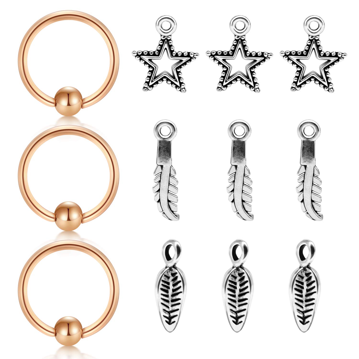 Helix Earrings Dangle Pendant 14G Stainless Steel Belly Navel Rings Daith Tragus Piercing Nose Lip Eyebrow Rings