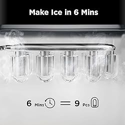 Silonn Countertop Ice Maker, 9 Ice Cubes in 6