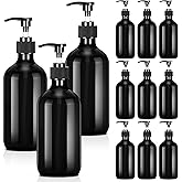 Tessco for you 12 Pack Black Soap Dispenser Empty Plastic Pump Bottles Dispenser Refillable Shampoo Container for Hand Sanitizer Soap Lotion Body Wash Conditioner Bathroom Kitchen Travel(16.9 oz)