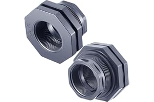 Maasechs 2 Pcs 3 Inch PVC Bulkhead Fitting Water Tank Connector Plumbing Bulkhead Pipe Fitting 3" NPT for Rain Barrels, Aquariums, Tubs, Pools