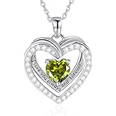 E Birthstone Necklace Sterling Silver Love Heart Necklace, Birthday Wedding Anniversary Mothers Day Jewelry Gifts for Wife Girlfriend Mom Women Her