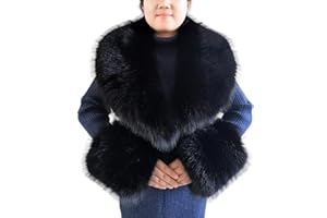Eosxrp Faux Fur Collar Cuffs Set Warm Fake Fur Scarf Winter Women Fluffy Large Shawl Furry Scarves