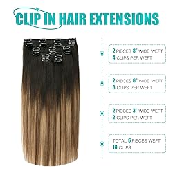 SURNEL Clip in Human Hair Extensions 18 Inch 6pcs