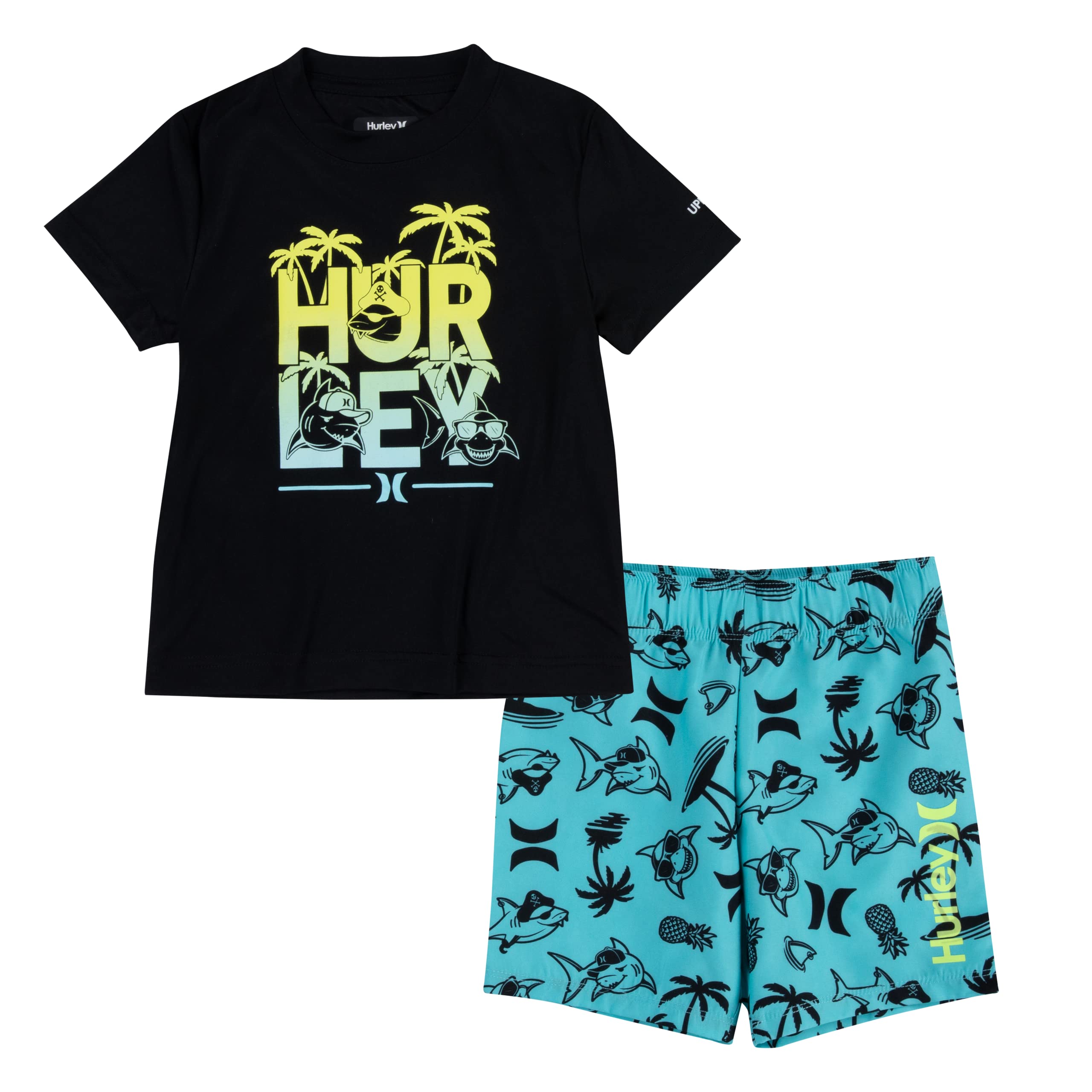 Set T-shirt UPF and shorts boy (4 to 7 years) - Shark Paradise