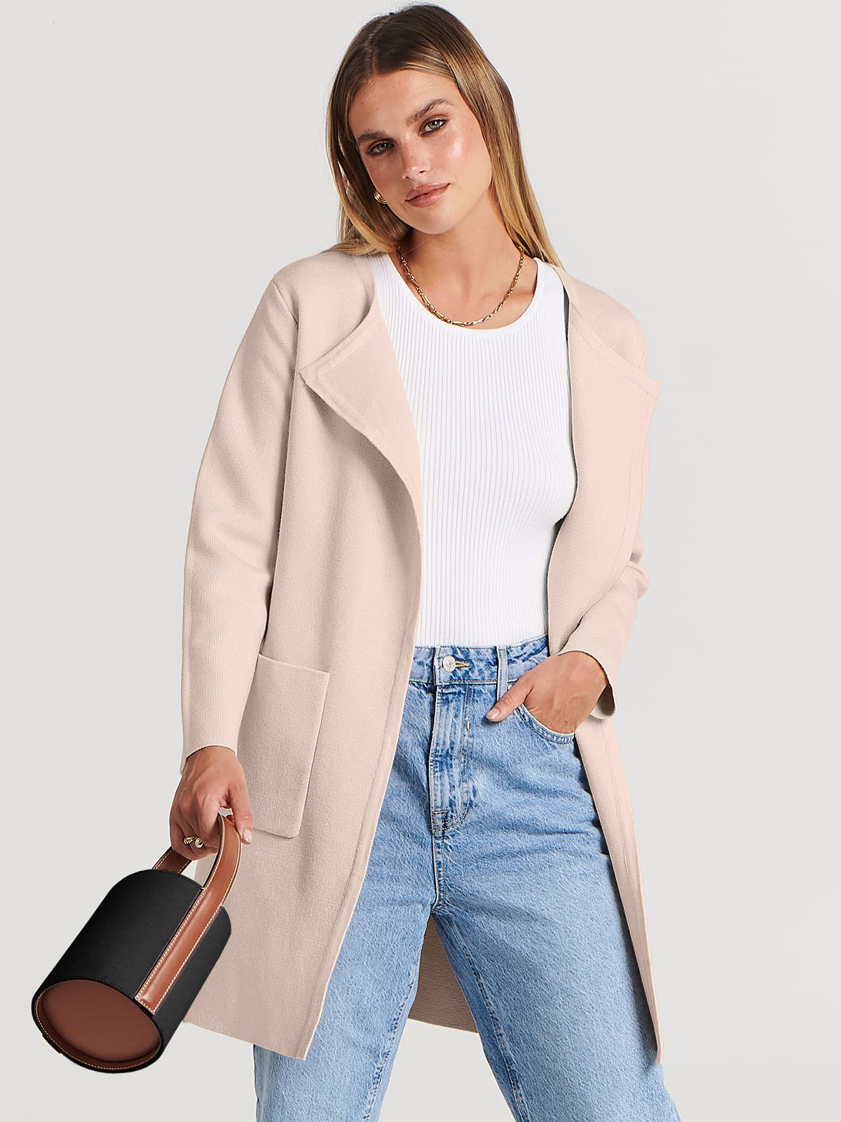 Women's Open Front Knit Lightweight Cardigan Casual Long Coatigan Sweater Lady Jacket Coat 2024 Fall Outerwear