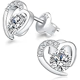 SXT.FSITATO Sterling Silver Earrings for Women, Hypoallergenic Cubic Zirconia Stud, Hoop, Bar and Heart Shape Collection