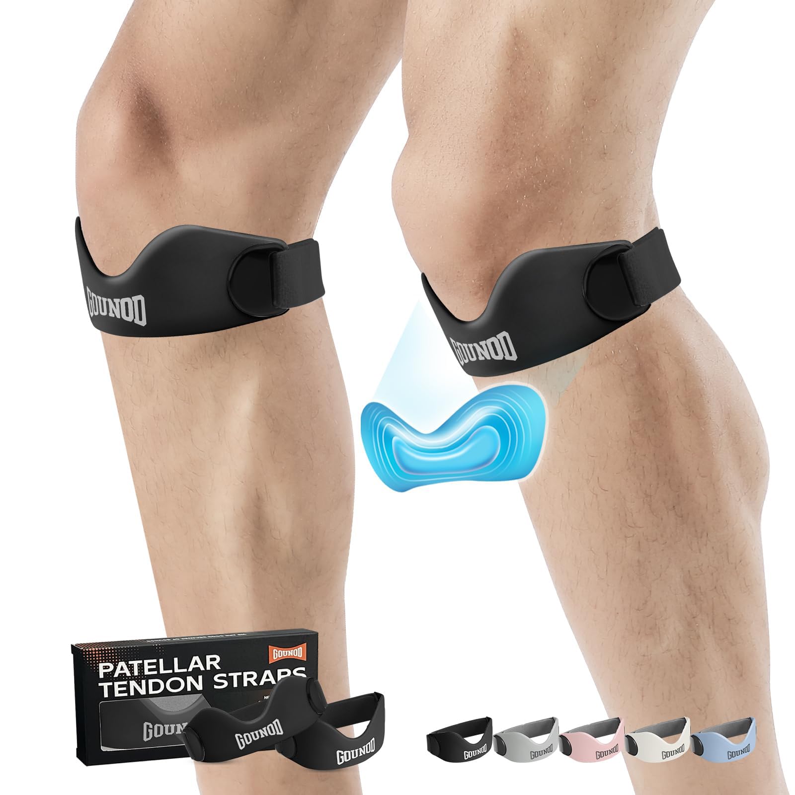 Photo 1 of GOUNOD 2 PACK Patellar Band for Knee Pain Relief(BLACK)