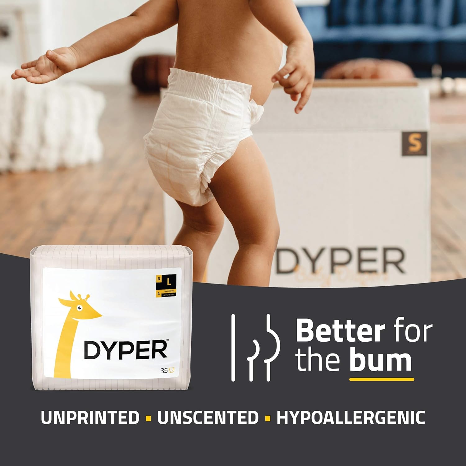 DYPER | Responsibly Sourced Bamboo Baby Diapers | Ink Free, Soft + Durable | Large | 20-31 lbs | 35 Count: Health & Personal Care
