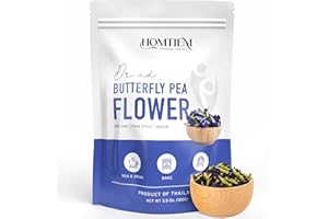 Homtiem Organic Dried Butterfly Pea Flower 3.5oz(100g), Non-GMO, Vegan, Natural, Pure, Fresh from Farm, No Color Added, Rich in Antioxidants and Health Benefits