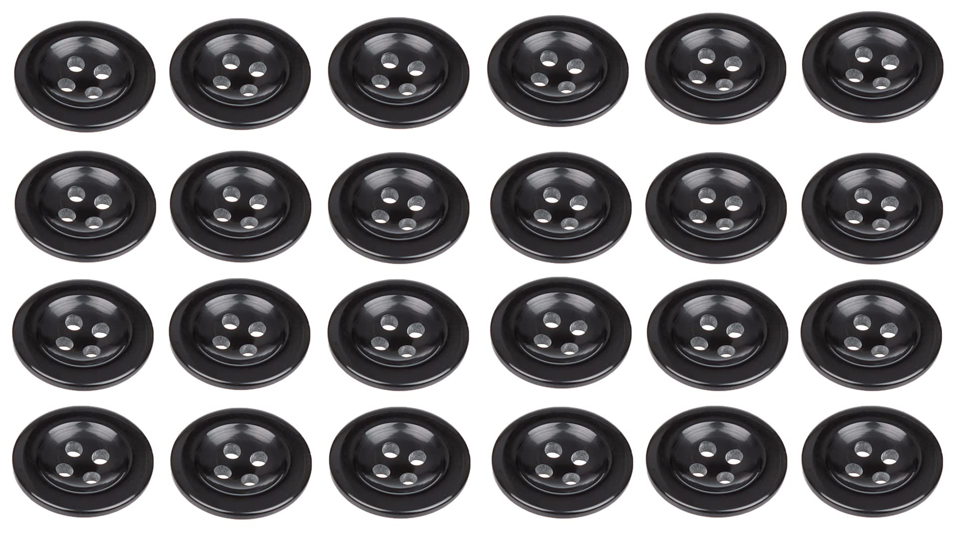 Pack of 24 Black Sew on 18mm Buttons for Braces Trousers 28L