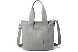 MINGRI Canvas Tote Bag for Women,Small Tote Bag with Zipper Large Canvas Crossbody Bag Everything Tote Bag with Compartments