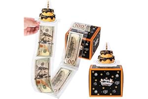 FERGONO Happy Birthday Money Gift Box 50Pcs Plastic Bags Money Box for Cash Gift Pull Surprise Birthday Gift Box Money Holder for Cash with Pull Out DIY Money Roll for Friend Family Women Men