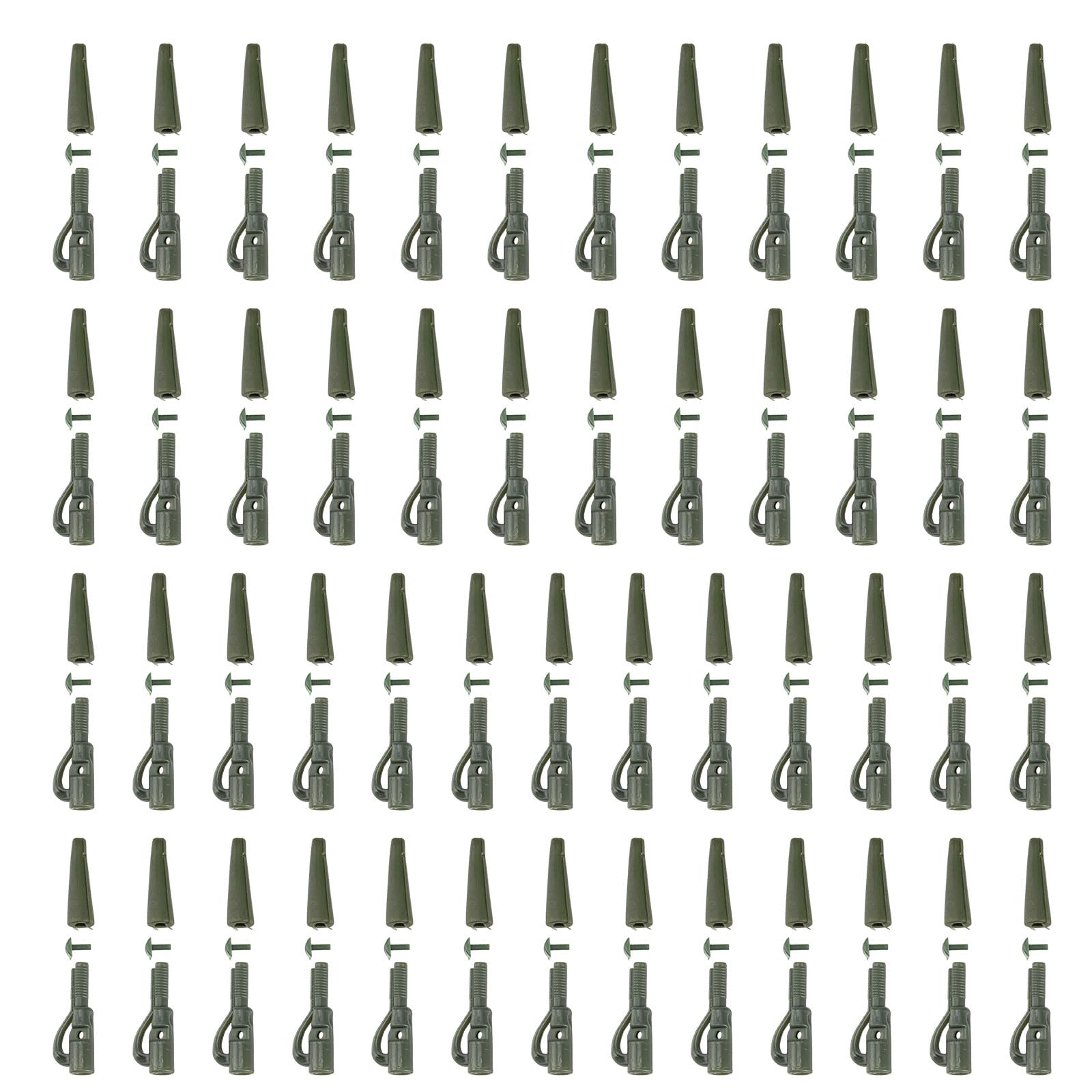 Elionless Carp Fishing Kit, Anti Tangle Sleeves Tail Rubber Quick Change Swivels Carp Fishing Rigs Making Tackle (Green 50Pcs)