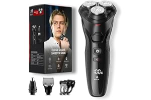 rategist Cordless Electric Razor for Men: 3-in-1 Shaver for Beard/Nose/Sideburns - IPX7 Waterproof Travel Kit - Turbo Speed & Precision Blades, Dusky Black