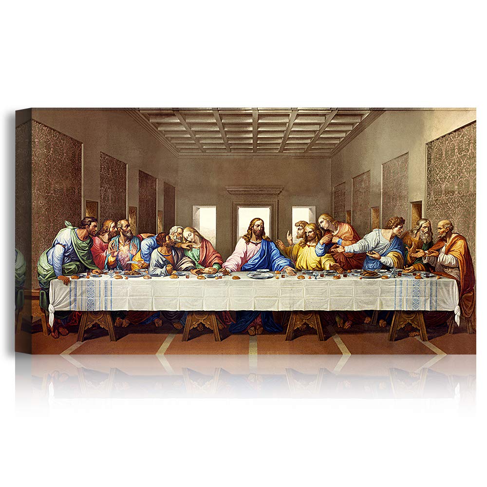 A&T ARTWORK The Last Supper by Leonardo Da Vinci The World Classic Art Reproductions, Giclee Canvas Prints Wall Art for Home Decor, 24x12 inches