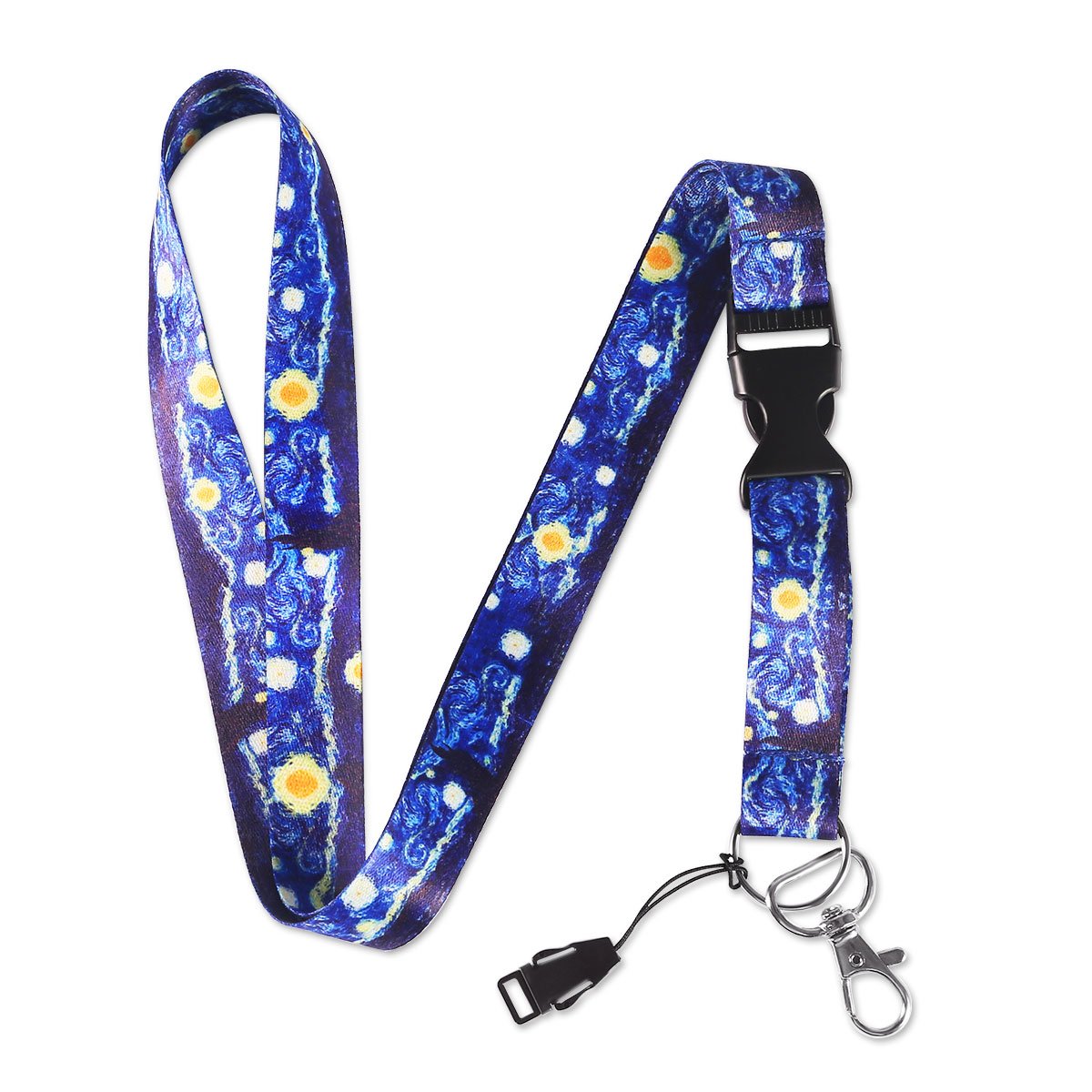 Dealikee Lanyard for Keys, Van Gogh Starry Night Premium Lanyard with Safety Breakaway Buckle and Metal Ring