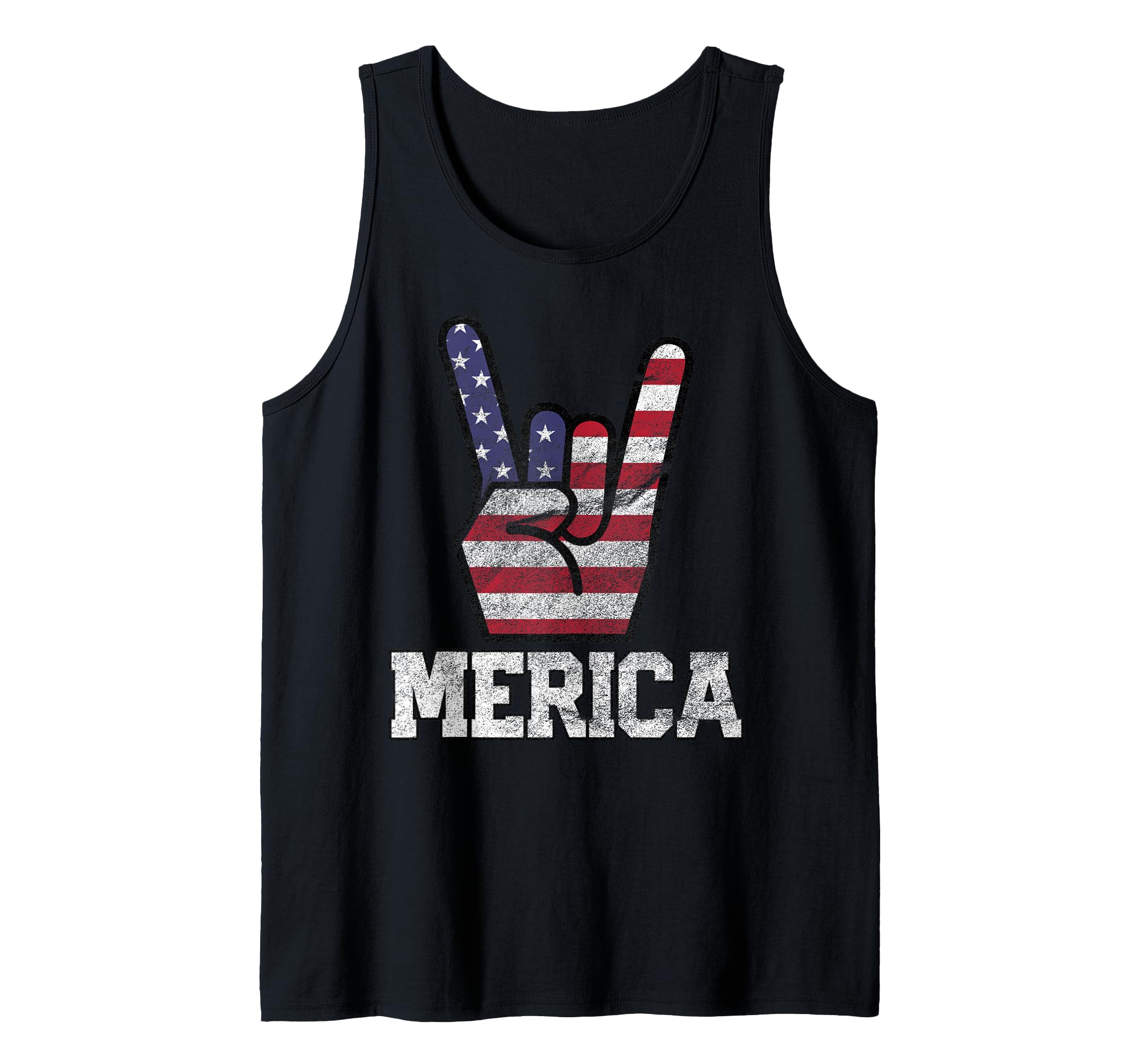 Photo 1 of Merica Rock Sign 4th of July Vintage American Flag Retro USA Tank Top