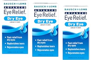 BAUSCH + LOMB Bausch & Lomb Eye Drops for Dry Eyes & Redness Relief, Transparent, 0.5 Fl Oz (Pack of 3) (Packaging May Vary)