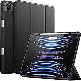 JETech Case for iPad Pro 12.9-Inch (6th/5th Generation, 2022/2021 Model) with Pencil Holder, Support 2nd Pencil Charging, Slim Tablet Cover with Soft TPU Back, Auto Wake/Sleep (Black)