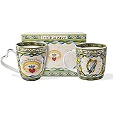Royal Tara Irish Bone China Cup Set(Irish Claddagh and Harp) in a matching Gift Box from the Irish Weave Collection