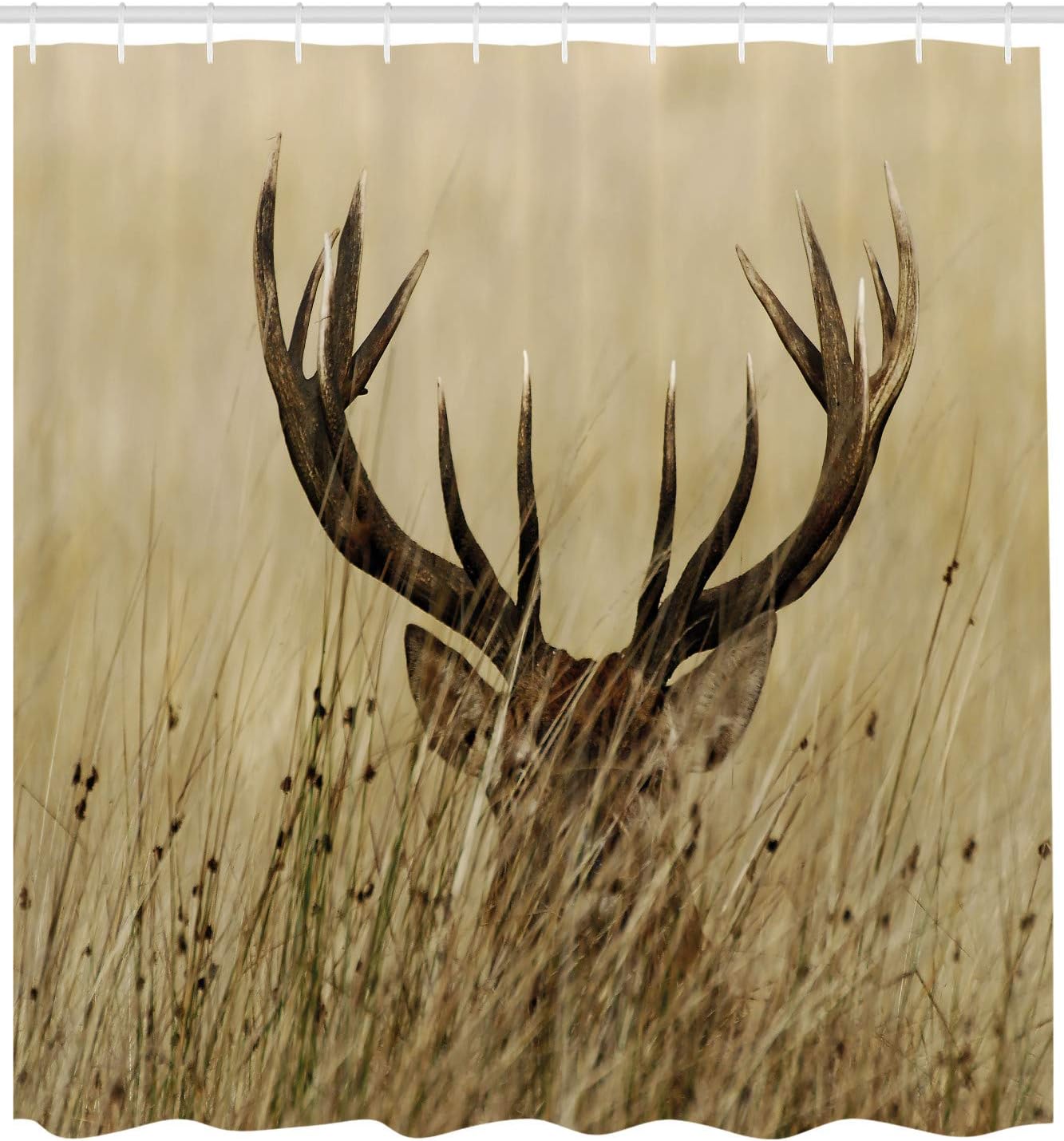 Amazon Com Ambesonne Antler Shower Curtain Whitetail Deer Fawn