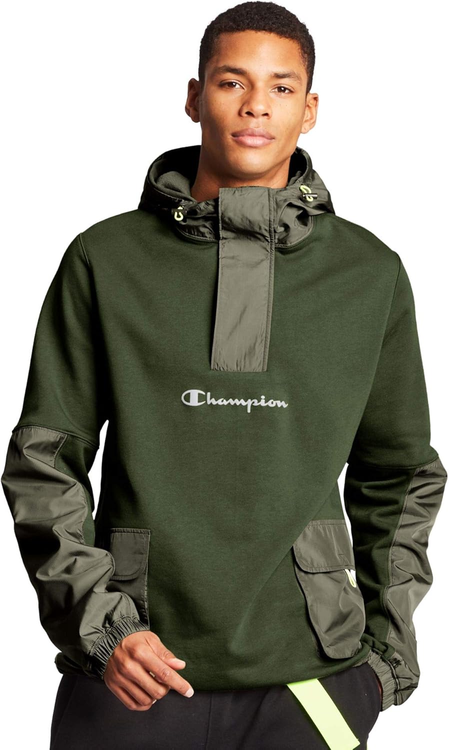 Champion LIFE Men's Sideline Quarter Zip Pullover with Woven: Clothing