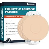 Ceeport 10 Pack Freestyle Adhesive Patches Intended for Libre 1/2/3 &amp; Plus | Sensor Covers for Enlite-Medtronic Guardian, CGM Sensor Patches, No Glue in Center, Long Fixation, Pre-Cut, Waterproof,Tan