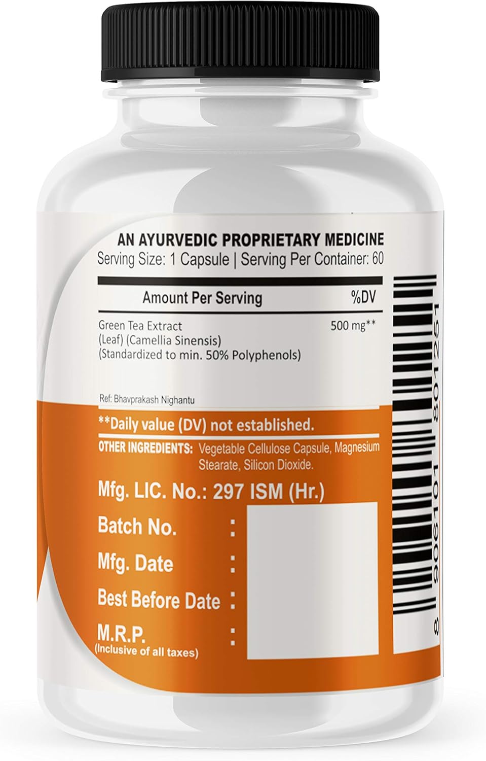 Green Tea 50 Polyphenols Extract 500 mg Veg Capsules with ECGC for