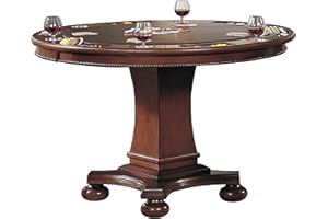 Sunset Trading Bellagio Dining/Game Table, Reversible Poker Top with Cup Holders, Walnut