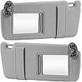 Gray Driver Left + Passenger Right Side Sun Visor Replacement Compatible with 2007 2008 2009 2010 2011 Toyota Camry Without Sunroof Replace ‎74310-06750-E0, 74320-06780-B0