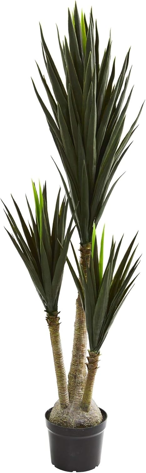 Amazon Misc グリーンユッカ植物 トロピカルインドアヤシの木 3本の茎 フローラルプラント アスパラガシア植物ヤシの木 人工自然オアシス コテージ コンテンポラリー ブラウンブラック ポリエステル 造花 オンライン通販