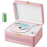 Gueray CD Player Portable Bluetooth Retro CD Players Rechargeable | 3600mAh Vintage CD-Player with Dual Speakers Hifi Sound &amp; Radio &amp; Remote Control Support USB/AUX Playback Headphone Jack